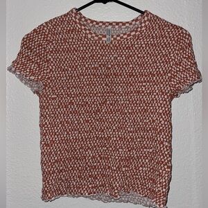 American Eagle Outfitters Red and White Patterned Tee